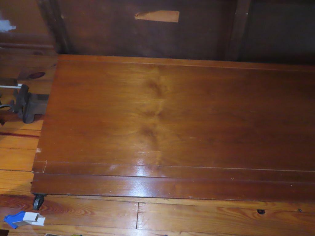 FULL SIZE MAHOGANY HEADBOARD, FOOTBOARD, AND RAILS. ON SECOND FLOOR.