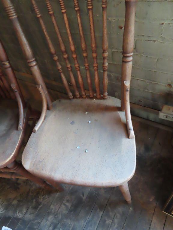 lot of three antique oak dining room chairs