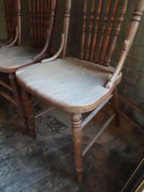 lot of three antique oak dining room chairs