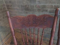 lot of three antique oak dining room chairs