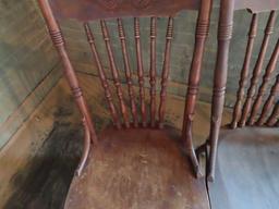 lot of three antique oak dining room chairs