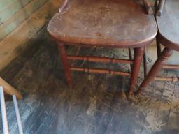 lot of three antique oak dining room chairs
