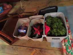 Christmas decorations in three totes with lids