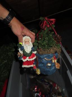 Christmas decorations in three totes with lids