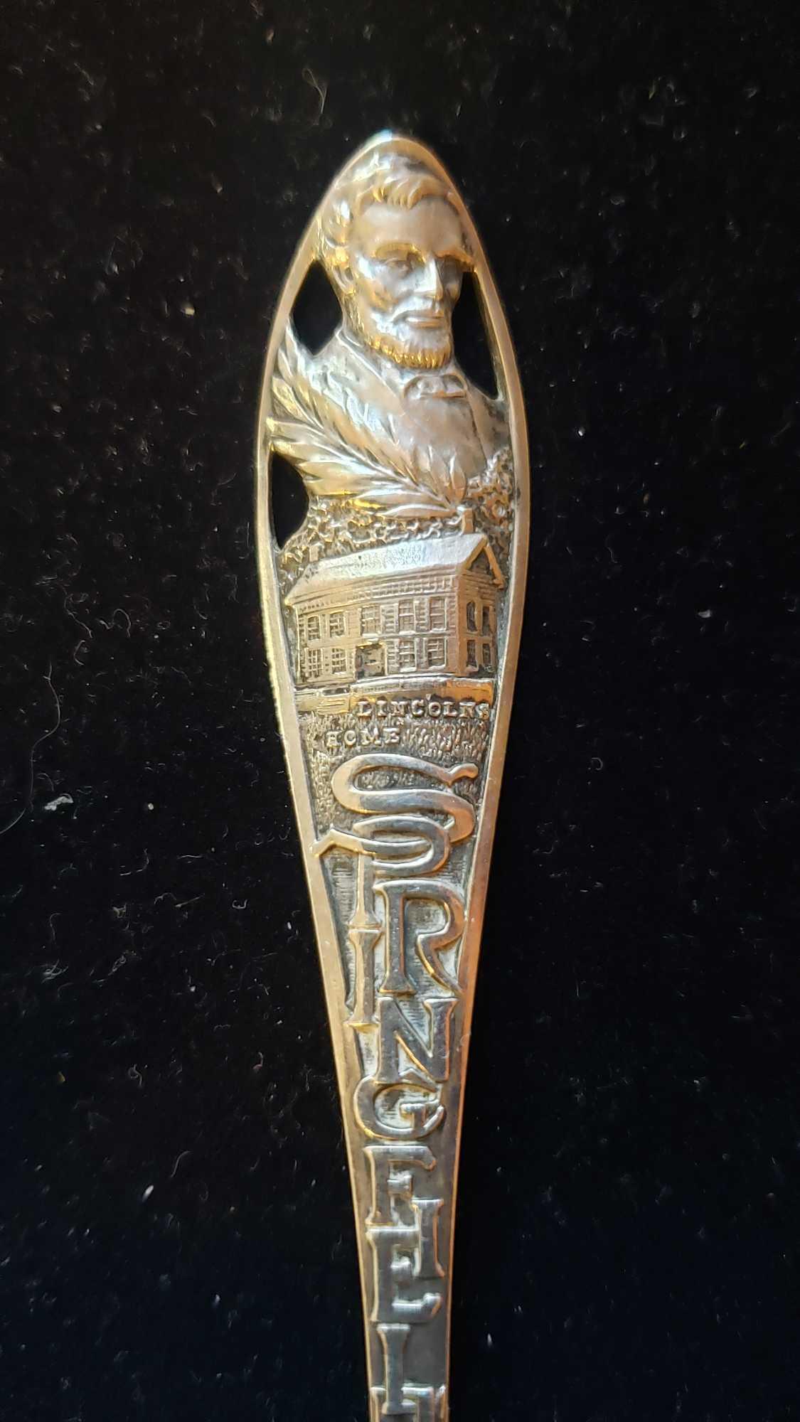 Sterling souvenir spoon Lincoln's home Springfield