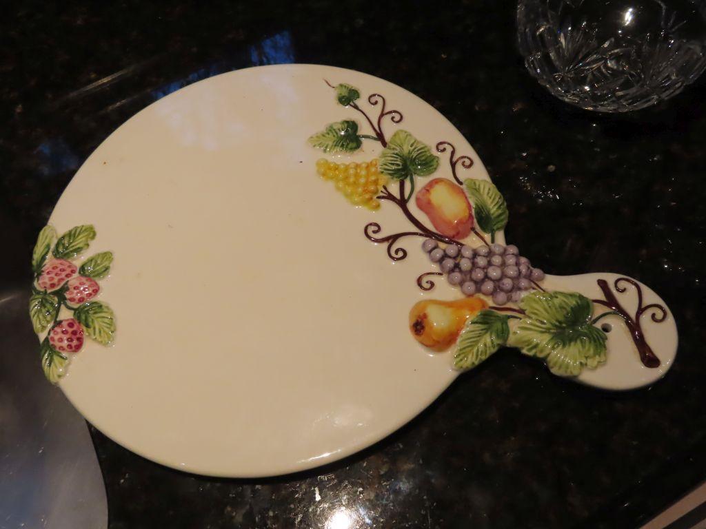 Shafford Italy ceramic hot plate. ceramic cow creamer.