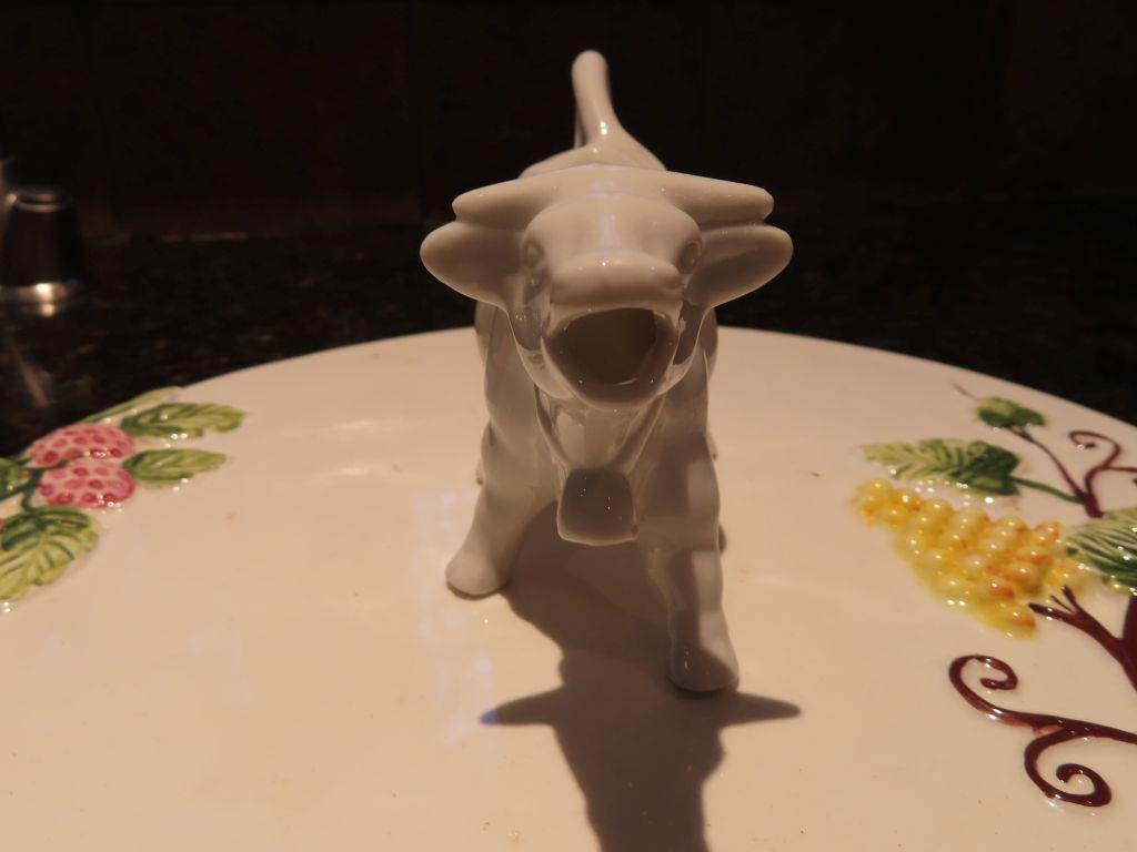 Shafford Italy ceramic hot plate. ceramic cow creamer.