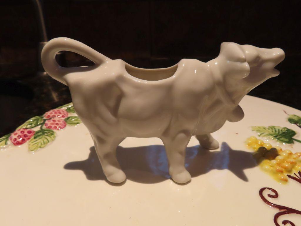 Shafford Italy ceramic hot plate. ceramic cow creamer.