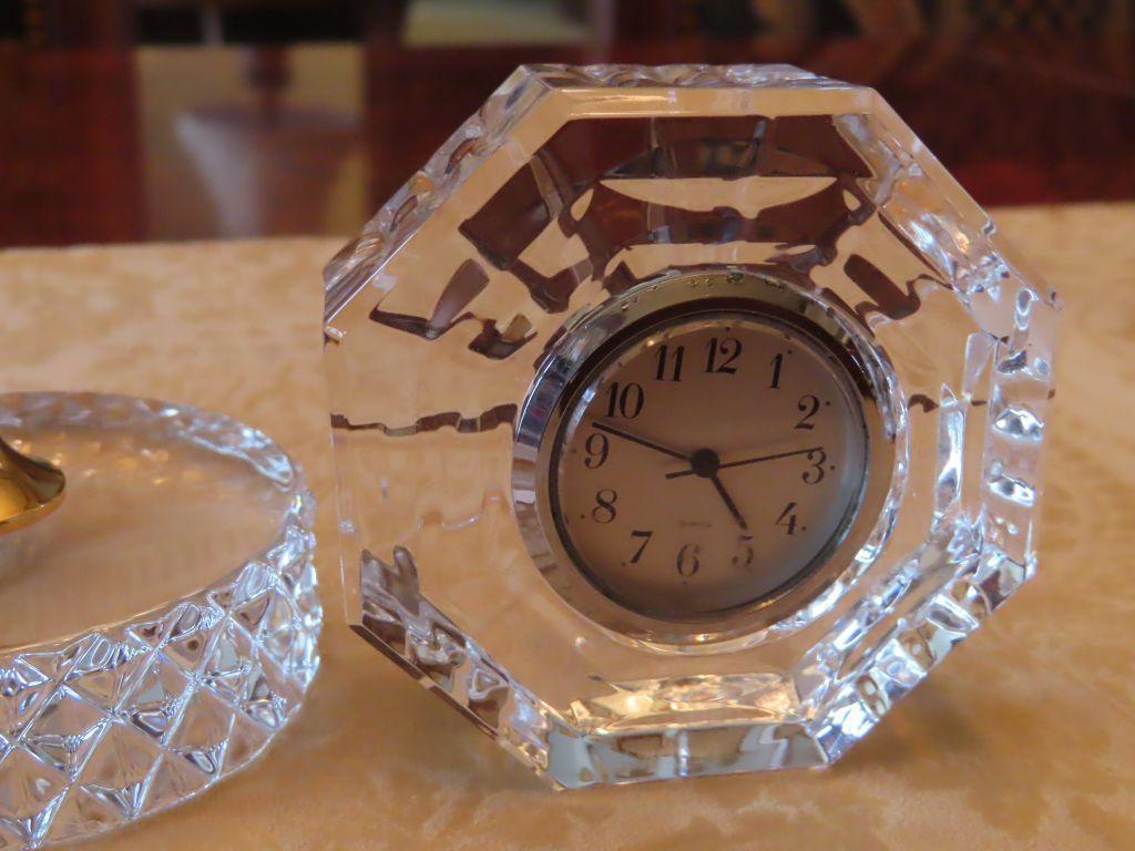 Waterford pen holder and battery powered clock