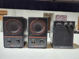Realistic amplified speaker and Fostex model 6301B personal monitor speakers