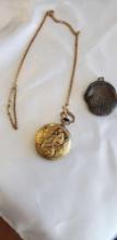 Armex 17 Jewel Incabloc Swiss Made pocket watch with fob and vintage miniature change purse
