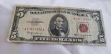 1963 Red Seal five dollar bill star note