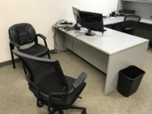 C-SHAPED DESK, CHAIRS, NO FILES OR ELECTRONICS