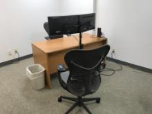 DESK, CHAIRS, TABLE, LAMP, NO PHONES OR ELCTRONICS