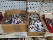 Lot of assorted cards, coins, and Etc in two boxes