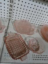 Lot of three pink glass pieces