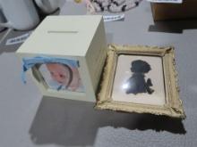 Hallmark photo bank and silhouette print with frame