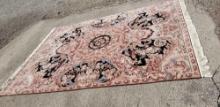 Pink and black area rug, Savonnerie, approximately 11.3 ft by 8.3 ft