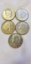 5 Kennedy half dollars, (4) 1967, (1) 1968