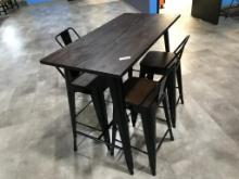 WOOD/METAL BISTRO TABLE AND (4) STOOLS, 23-1/2" X 47"