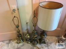 LOT OF FOUR BRASS TABLE LAMPS