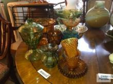 LOT OF CANDY DISHES, CUPS, AND NUTCRACKER SET