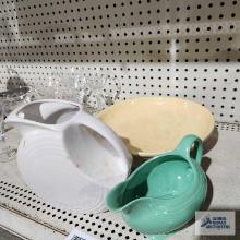 Fiestaware bowl, pitcher and gravy boat
