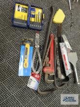 Lot of pry bars, chisel and drill bits