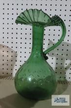 Green glass decorative pitcher/vase