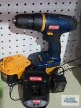 Ryobi 12 volt cordless drill with two batteries and one charger