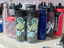 Lot of travel mugs, cold drink cups and soft cooler