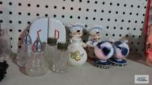 Antique Tappan advertising salt and pepper shaker figurines with other vintage and antique salt and