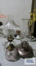 Clear glass oil lamps and oil lamp with metal base