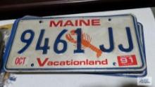 Lot of license plates including Maine, Michigan and Connecticut