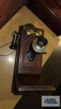 Kellogg antique oak wall telephone