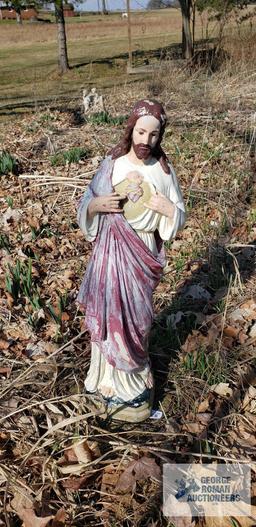 religious cement statue, approximately 1-1/2 ft tall