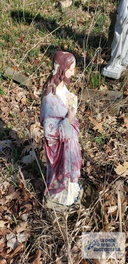 religious cement statue, approximately 1-1/2 ft tall