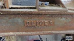 homemade wood lathe on top of vintage Oliver heavy duty table