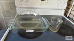 Pyrex baking dishes and Fire King measuring cup