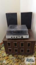 Sound Design turntable with speakers and storage cabinet