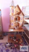 pedestal table, doll house with furniture