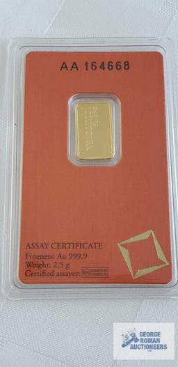 Valcambi suisse gold bars, weight 2.5 G Quantity 4