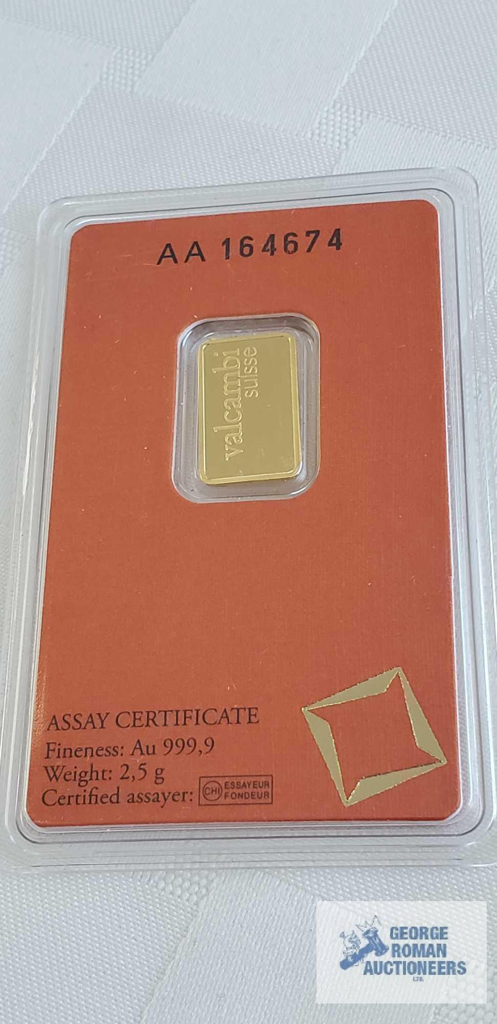 Valcambi suisse gold bars, weight 2.5 G Quantity 4