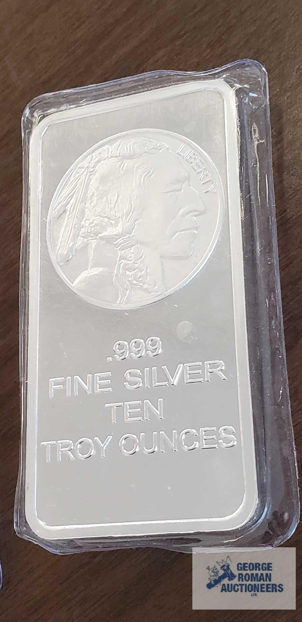 Buffalo .999 fine silver 10 troy ounces bars Quantity 4