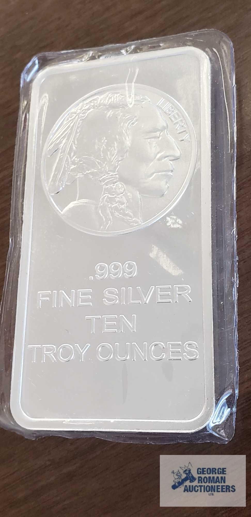 Buffalo .999 fine silver 10 troy ounces bars Quantity 4