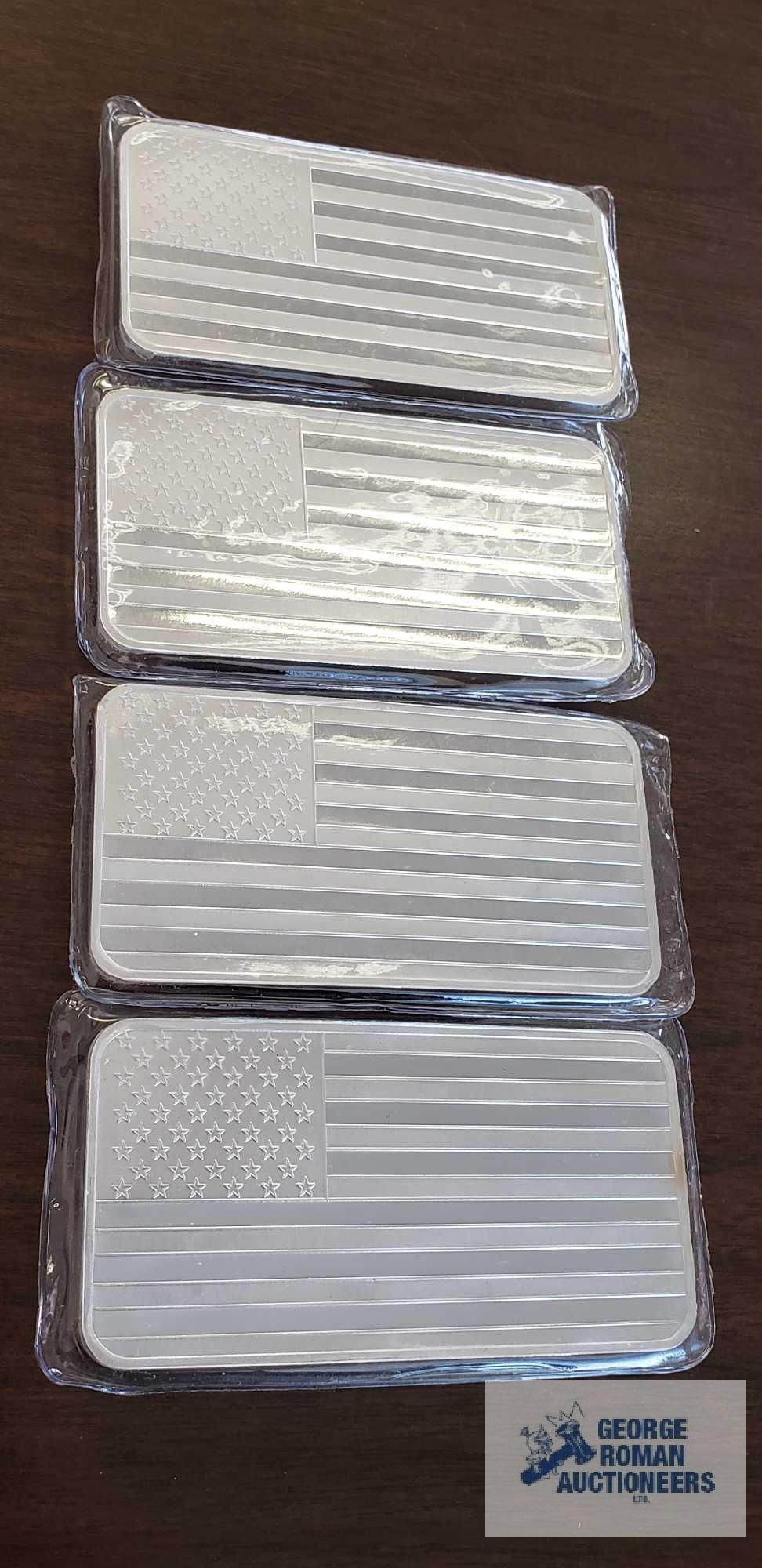 American flag .999 fine silver 10 troy ounces bars Quantity 4