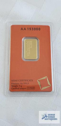 Valcambi suisse gold bar, weight 5 G Quantity 1