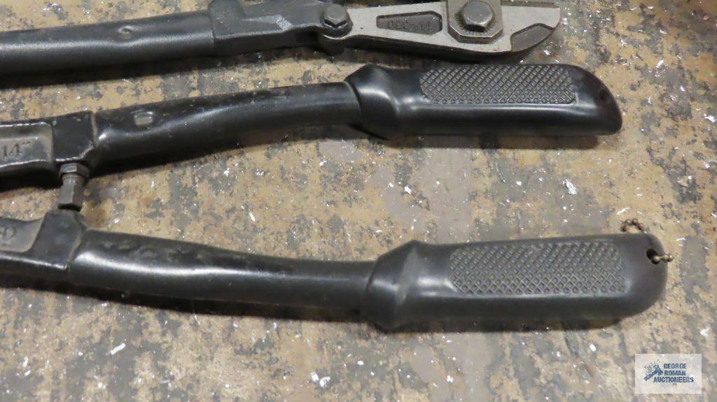 Two sets of light duty bolt cutters