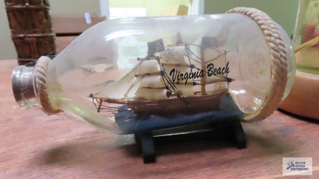 Shark display and ship in a bottle Virginia Beach souvenir