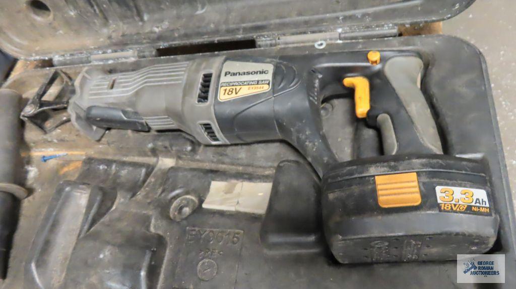 Panasonic 18 volt sawzall, 18 volt drill with two batteries and one charger.